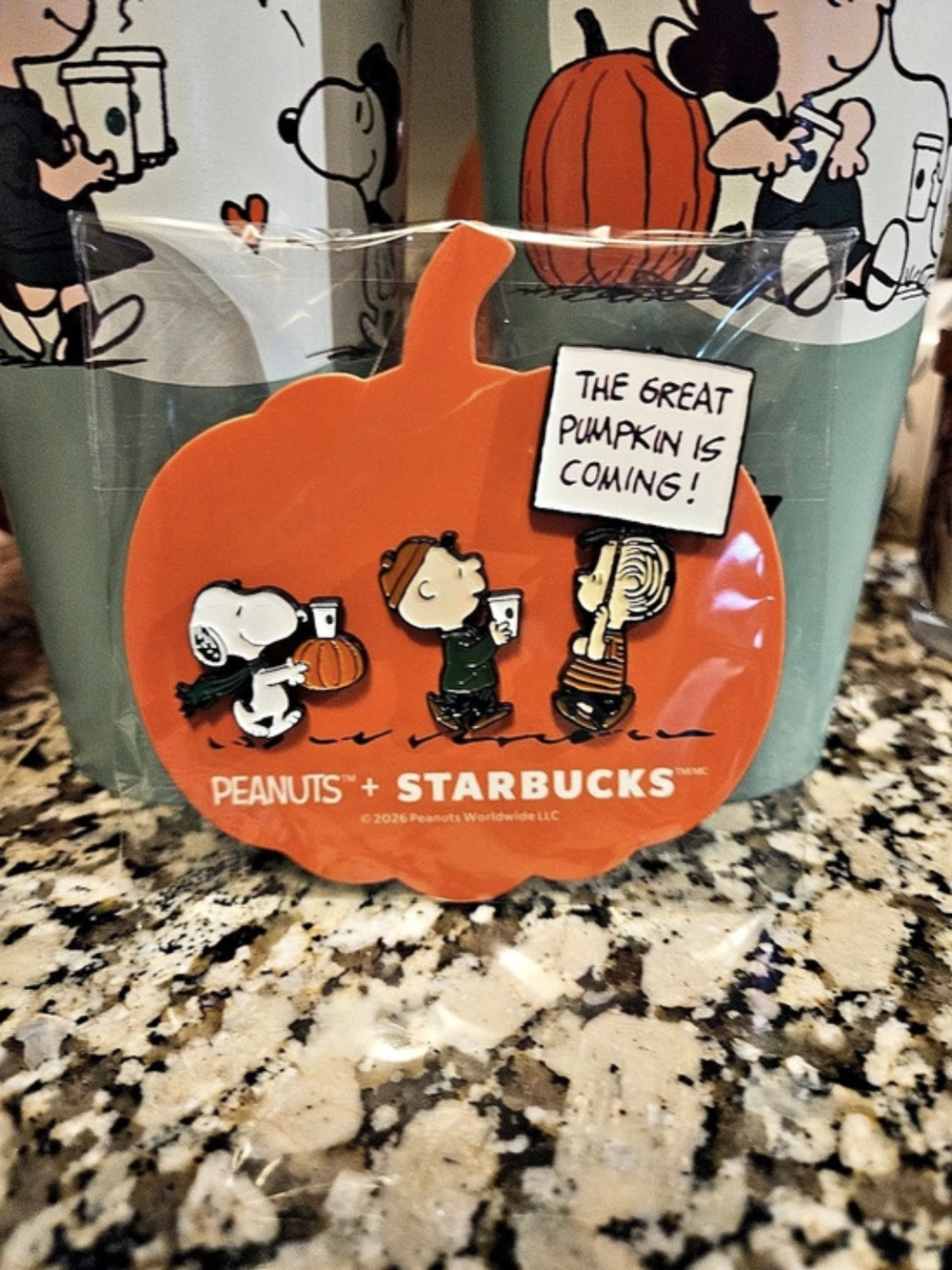 Starbucks + Peanuts Limited Edition 3 Piece Enamel Pin Set